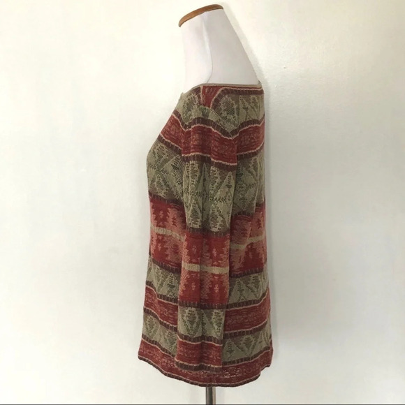 Lauren Ralph Lauren Linen Aztec Sweater Large - Picture 3 of 5